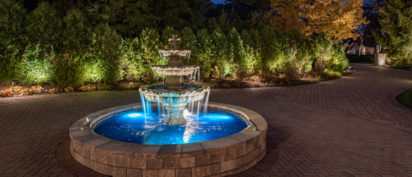 water feature lighting project in Avon OH