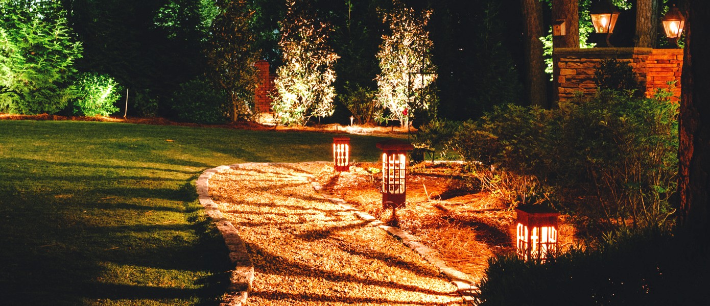 professional outdoor lighting in Chapel Hill NC with pathway lighting
