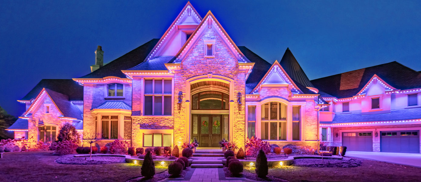 Gemstone roofline lighting in Akron, OH