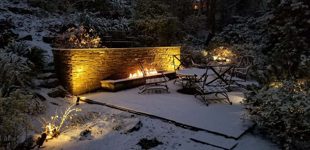 Landscape lighting in deals snow