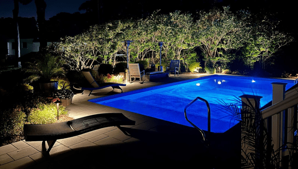 outdoor lighting around pool