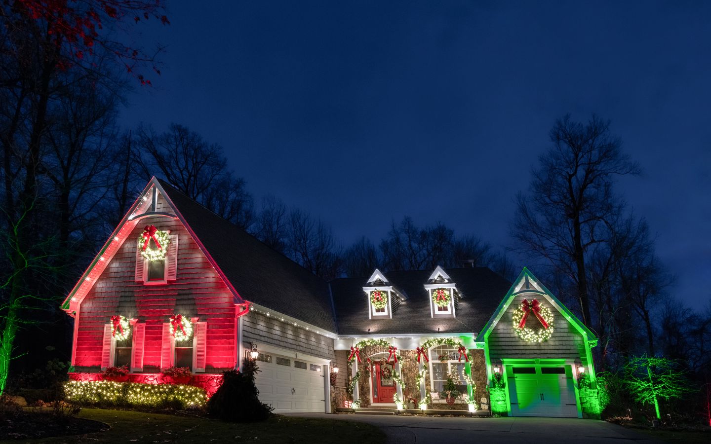 LED Christmas Lighting Roofline and Color Changing