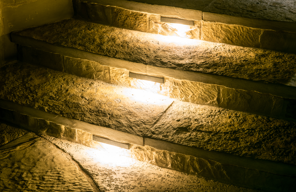 outdoor steps illuminated