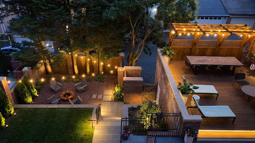 backyard with string lights