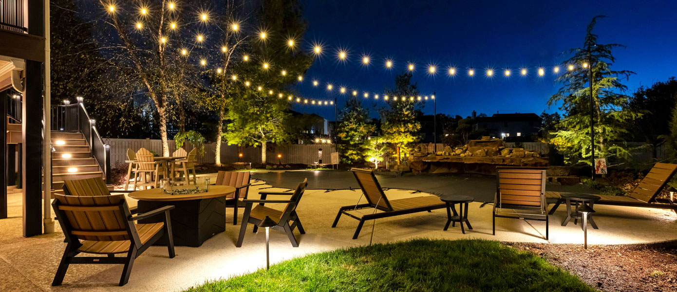 Patio with string lights