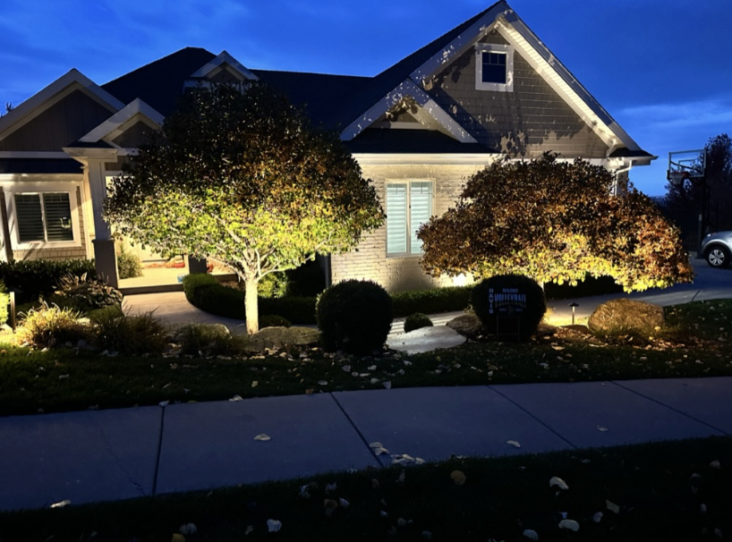 exterior lighting with missing lights due to poor installation