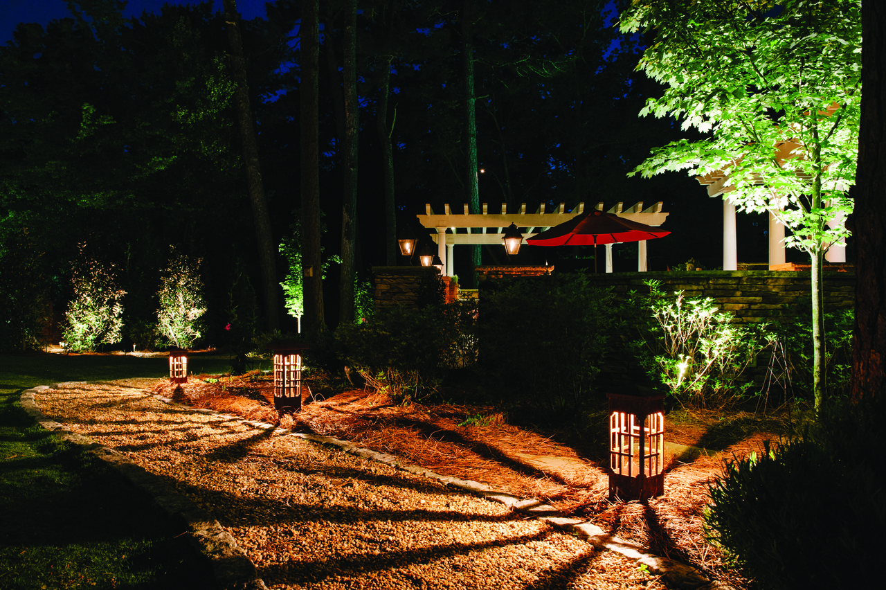 Lights on the edge of a pathway